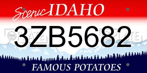 3ZB5682 Idaho License Plate