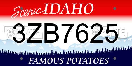 3ZB7625 Idaho License Plate