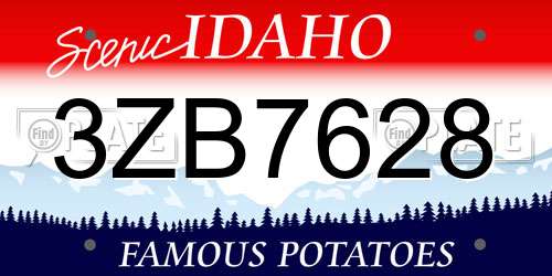 3ZB7628 Idaho License Plate