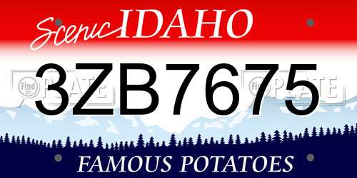 3ZB7675 Idaho License Plate