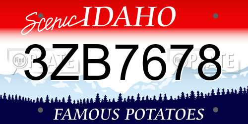 3ZB7678 Idaho License Plate