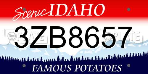 3ZB8657 Idaho License Plate