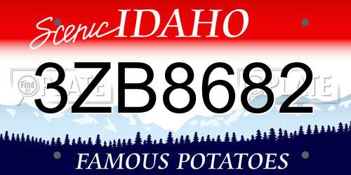 3ZB8682 Idaho License Plate
