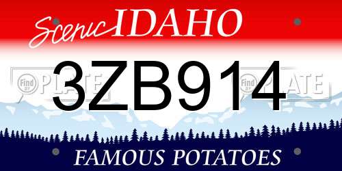 3ZB914 Idaho License Plate