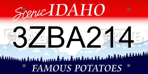 3ZBA214 Idaho License Plate