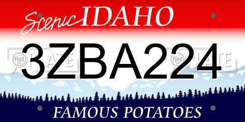 3ZBA224 Idaho License Plate