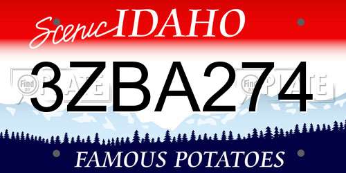 3ZBA274 Idaho License Plate