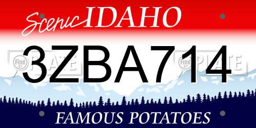 3ZBA714 Idaho License Plate