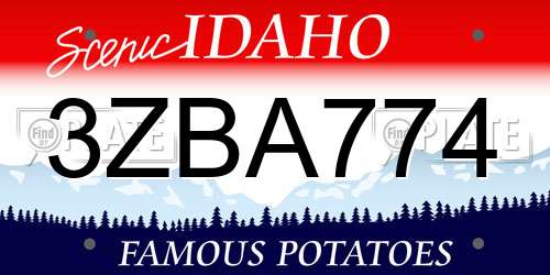 3ZBA774 Idaho License Plate