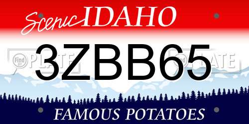 3ZBB65 Idaho License Plate