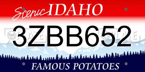 3ZBB652 Idaho License Plate