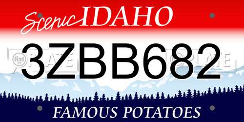3ZBB682 Idaho License Plate