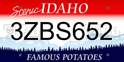3ZBS652 Idaho License Plate