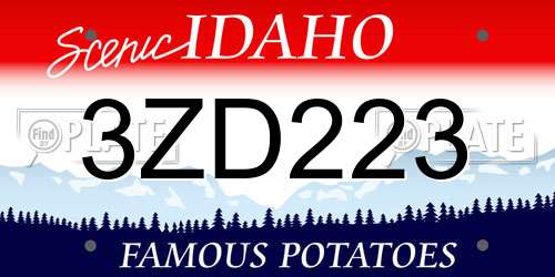 3ZD223 Idaho License Plate