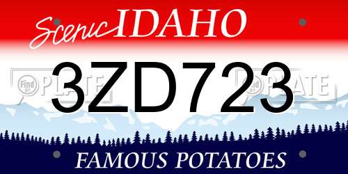 3ZD723 Idaho License Plate