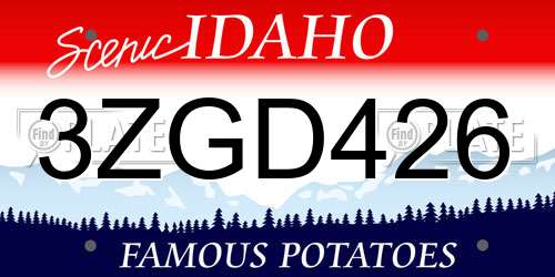 3ZGD426 Idaho License Plate