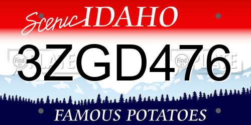 3ZGD476 Idaho License Plate