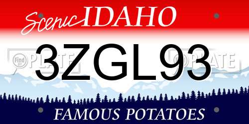 3ZGL93 Idaho License Plate