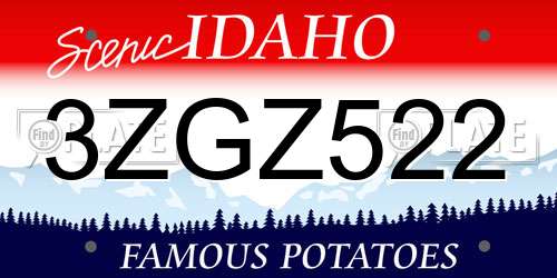 3ZGZ522 Idaho License Plate