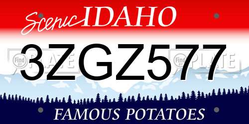 3ZGZ577 Idaho License Plate