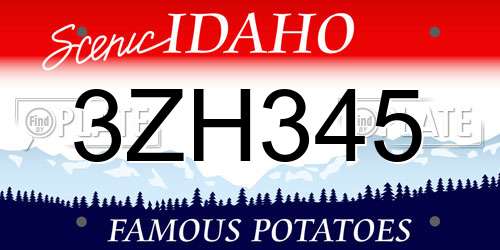 3ZH345 Idaho License Plate