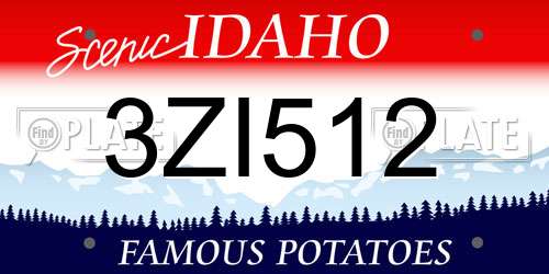 3ZI512 Idaho License Plate