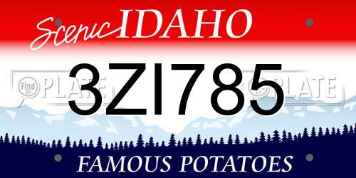 3ZI785 Idaho License Plate