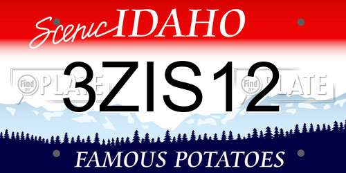3ZIS12 Idaho License Plate