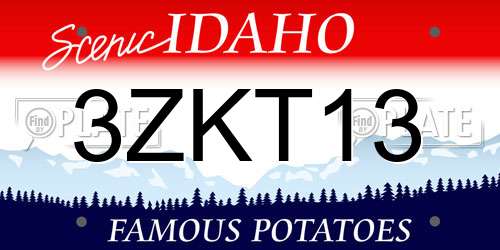 3ZKT13 Idaho License Plate
