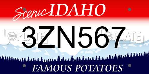 3ZN567 Idaho License Plate