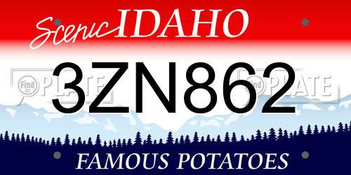 3ZN862 Idaho License Plate