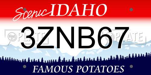 3ZNB67 Idaho License Plate