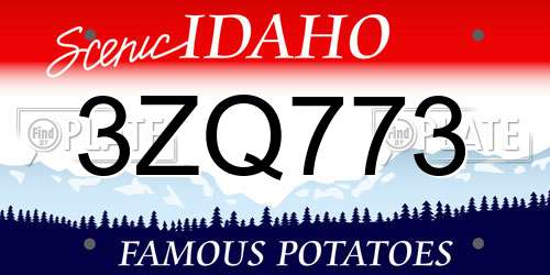 3ZQ773 Idaho License Plate
