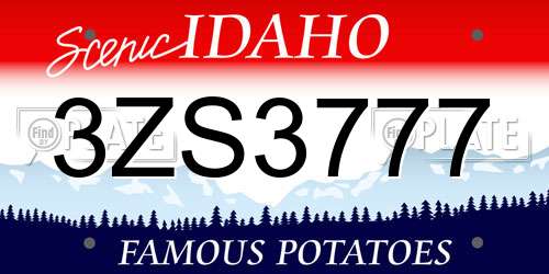 3ZS3777 Idaho License Plate