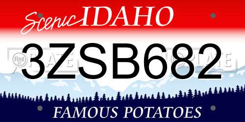 3ZSB682 Idaho License Plate