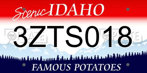 3ZTS018 Idaho License Plate