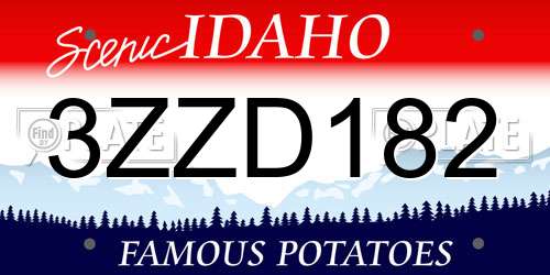 3ZZD182 Idaho License Plate
