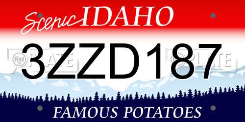 3ZZD187 Idaho License Plate