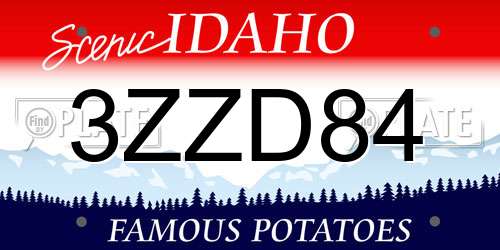 3ZZD84 Idaho License Plate