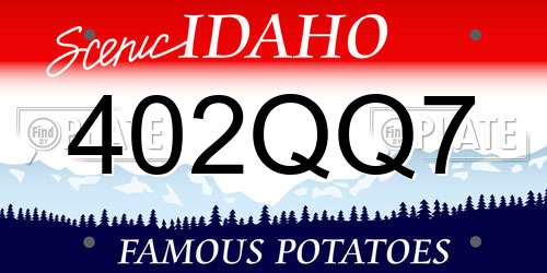 402QQ7 Idaho License Plate