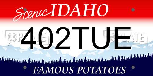 402TUE Idaho License Plate