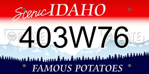403W76 Idaho License Plate