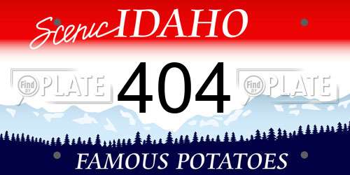 404 Idaho License Plate
