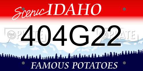 404G22 Idaho License Plate