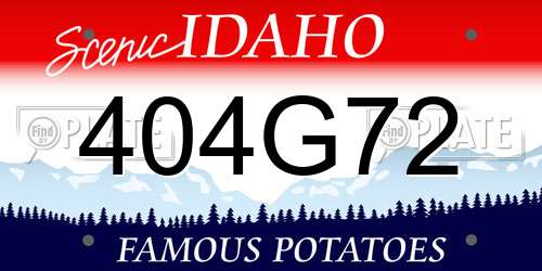 404G72 Idaho License Plate