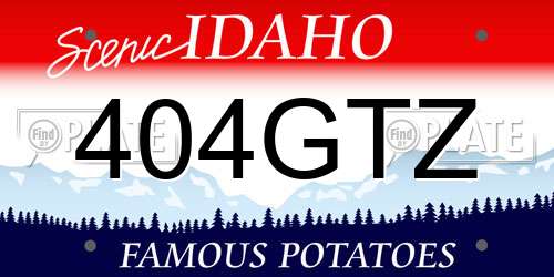 404GTZ Idaho License Plate