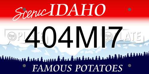 404MI7 Idaho License Plate