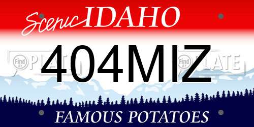 404MIZ Idaho License Plate