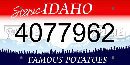 4077962 Idaho License Plate