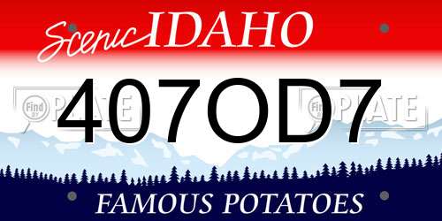 407OD7 Idaho License Plate